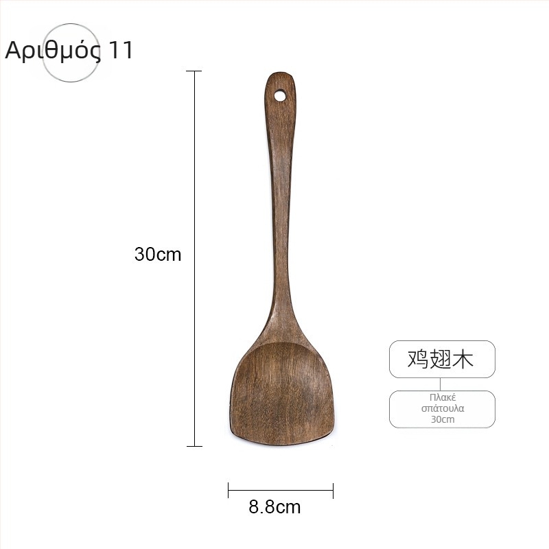 Σετ ξύλινων κουταλιών και σπατουλών, με ξύλινες λαβές, αντικολλητική επίστρωση, αντιολισθητική επιφάνεια, αντοχή σε υψηλές θερμοκρασίες