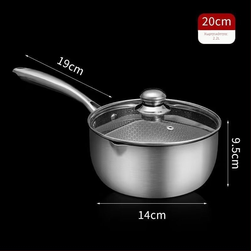 Ανοξείδωτη κατσαρόλα σούπας με αντικολλητική επίστρωση, διπλά χερούλια και υφή μελισσοκυψέλης, συμβατή με επαγωγική εστία και αέριο