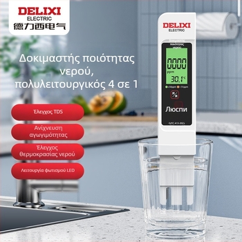 Φορητός αναλυτής ποιότητας νερού Delixi DLX-GM766 – μετρητής TDS για νερό βρύσης και πόσιμο νερό, εύρος 0-9990 ppm, ακρίβεια ±2% FS, τάση λειτουργίας 3V