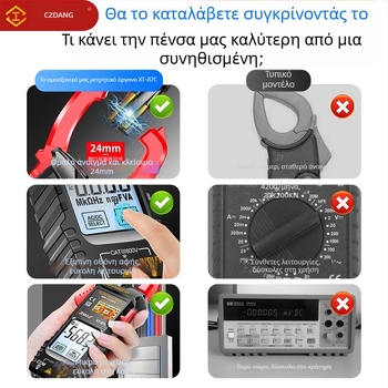 Μετρητής ρεύματος με κλιπ και οθόνη αφής, υψηλής ακρίβειας, φωτιζόμενη οθόνη, για ηλεκτρολόγους και οικιακή συντήρηση, ανθεκτικό σε υπερθέρμανση, πολυμετρητής