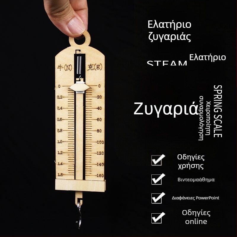 Δυναμόμετρο με ελατήριο – Ξύλινο εκπαιδευτικό παιχνίδι για 7–14 ετών, με τσάντα, OEM λογότυπο