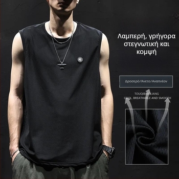 Ανδρικό αμάνικο αθλητικό γιλέκο, χαλαρή γραμμή, 70% πολυεστέρα, ψηφιακή εκτύπωση, καλοκαίρι
