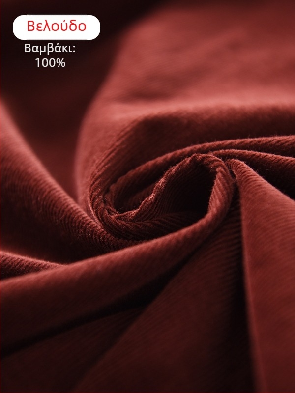 Corduroy φόρεμα σε γραμμή Α, μακρύ, χωρίς μανίκια, στρογγυλός λαιμός, φθινοπωρινό 2025