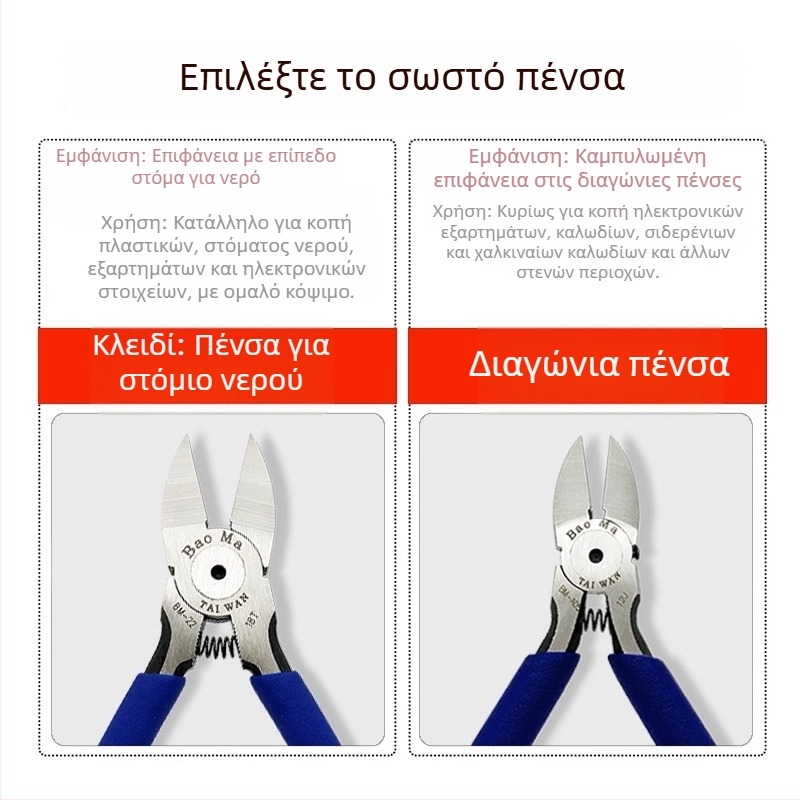 DK βιομηχανικές διαγώνιες λαβίδες κοπής A05, Cr-V χάλυβας, στιβαρές και ανθεκτικές, βάρος 0,15 kg