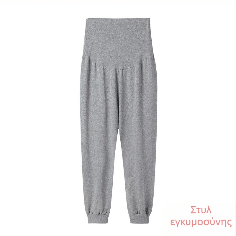 Παντελόνια εγκύων για φθινόπωρο-χειμώνα, με ψηλή μέση, μακριά παντελόνια, ύφασμα πολυεστερ-σπάντεξ, κατάλληλα για σπίτι, γυμναστική και καθημερινή χρήση.