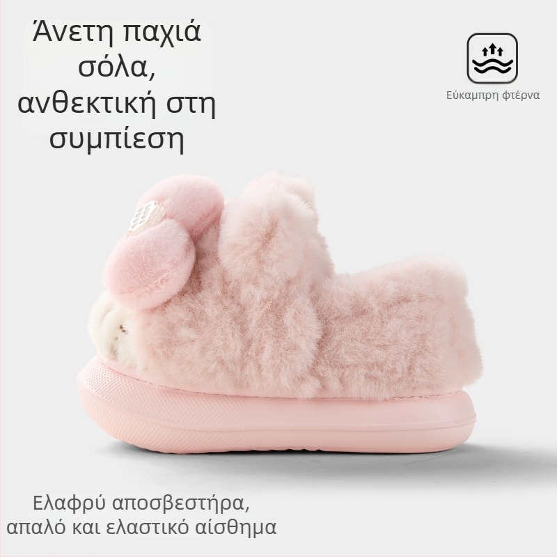Παιδικές παντόφλες για το σπίτι από βαμβάκι, φλίς επάνω μέρος, σόλα EVA, σχέδιο καρτούν, τύπος: μποτάκι/παντόφλα