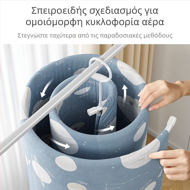 Ανοξείδωτη σπειροειδής γύρος κρεμάστρα απλώματος για μπαλκόνι – μοντέρνος μινιμαλισμός, στέγνωμα σεντονιών και κουβερτών
