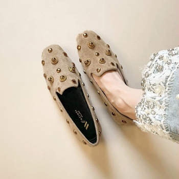 Γυναικείοι loafers 925-2, σουέντ επάνω, στρογγυλή μύτη, χαμηλό τακούνι, λαστιχένια σόλα