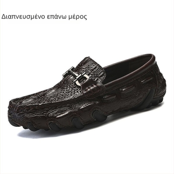 Ανδρικά παπούτσια slip-on — επάνω μέρος PU, σόλα πλαστική, στρογγυλή μύτη, EVA πάτος, φθινοπωρινά παπούτσια για άνετες βόλτες