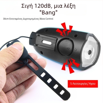 7588 Εμπρόσθιο Φως Ποδηλάτου USB Επαναφορτιζόμενο, Αδιάβροχο για Νυχτερινή Ποδηλασία με MTB