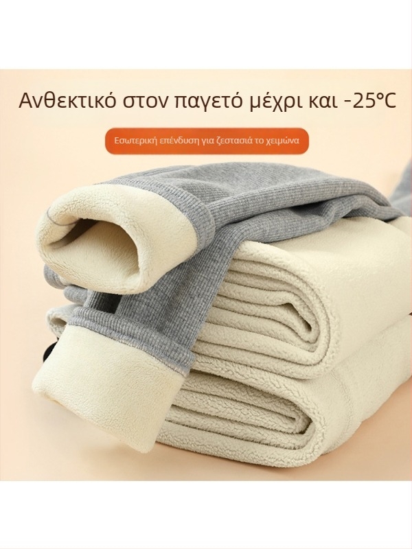Παντελόνια εγκυμοσύνης με επένδυση φλίς, παχιά και μακριά, στενή γραμμή, ύφασμα πολυεστέρα-σπαντέξ, χειμερινό μοντέλο 2025