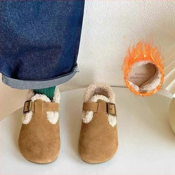 Παιδικά παπούτια με Velcro, βελούδινο πάνω μέρος Xishi Velvet, σόλα από καουτσούκ, μοντέλο μονόχρωμο, για παιδιά 4–12 ετών