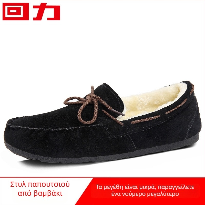 Γυναικεία slip-on παπούτσια για τον χειμώνα με γούνινη επένδυση — επάνω μέρος με γούνα, εσωτερικό από συνθετικό κοντό γούνινο ύφασμα, σόλα διαμορφωμένη με έγχυση, χαμηλό τακούνι 1-3 cm, καθημερινό στυλ