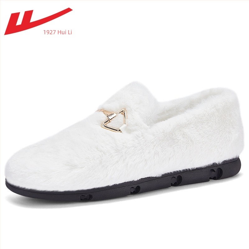 Γυναικείοι slip-on loafers με υφασμάτινο επάνω μέρος, επένδυση από τεχνητό φλίς, χαμηλό τακούνι 1–3 εκ