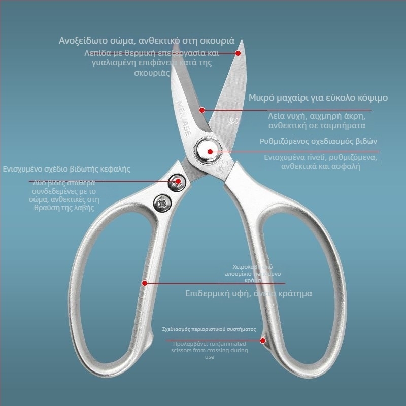 Κουζινικά ψαλίδια από ανοξείδωτο ατσάλι, ολόσωστη κατασκευή από ατσάλι, για οικιακή χρήση, προσαρμόσιμα, μοντέρνο μινιμαλιστικό στυλ