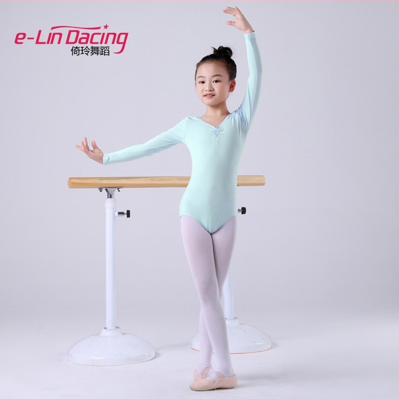 Μπαλέτο ένδυση προπόνησης για κορίτσια: μακρυμάνικο ολόσωμο από βαμβάκι με λογότυπο, μοτίβο: ενιαίος, 95% βαμβάκι, για παιδιά