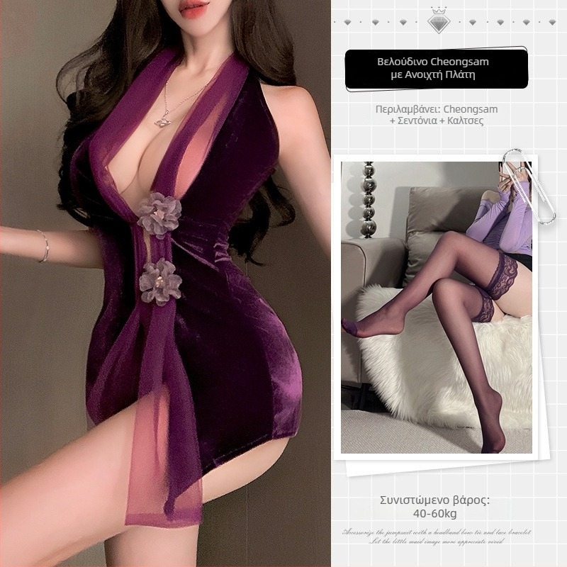 Εσώρουχο τύπου Cheongsam, Φόρεμα Ball Queen, Πολυεστερικό ύφασμα 80–90%, Γυμνή πλάτη, Βαθύ ντεκολτέ