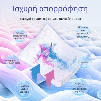 Roukun Φύλλα απορρόφησης χρώματος για πλύσιμο ρούχων, αποτρέπουν μεταφορά χρωμάτων και ξεθώριασμα; Φύλλα προστασίας χρώματος για πλυντήριο, οικιακή χρήση, με φουσκωτό περιτύλιγμα