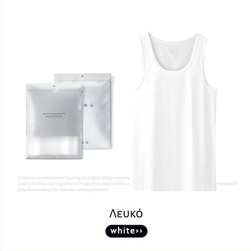 Ανδρικό βαμβακερό αμάνικο T-shirt-vest, μονόχρωμο, 95% βαμβάκι, καλοκαίρι, νεολαία, απλό στυλ.