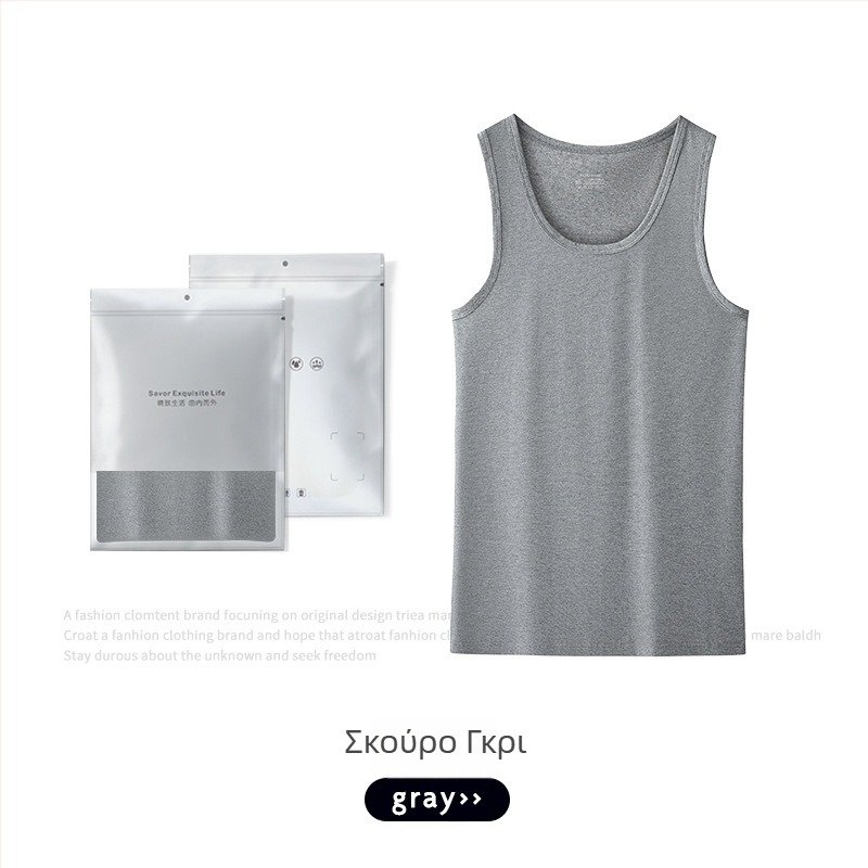 Ανδρικό βαμβακερό αμάνικο T-shirt-vest, μονόχρωμο, 95% βαμβάκι, καλοκαίρι, νεολαία, απλό στυλ.