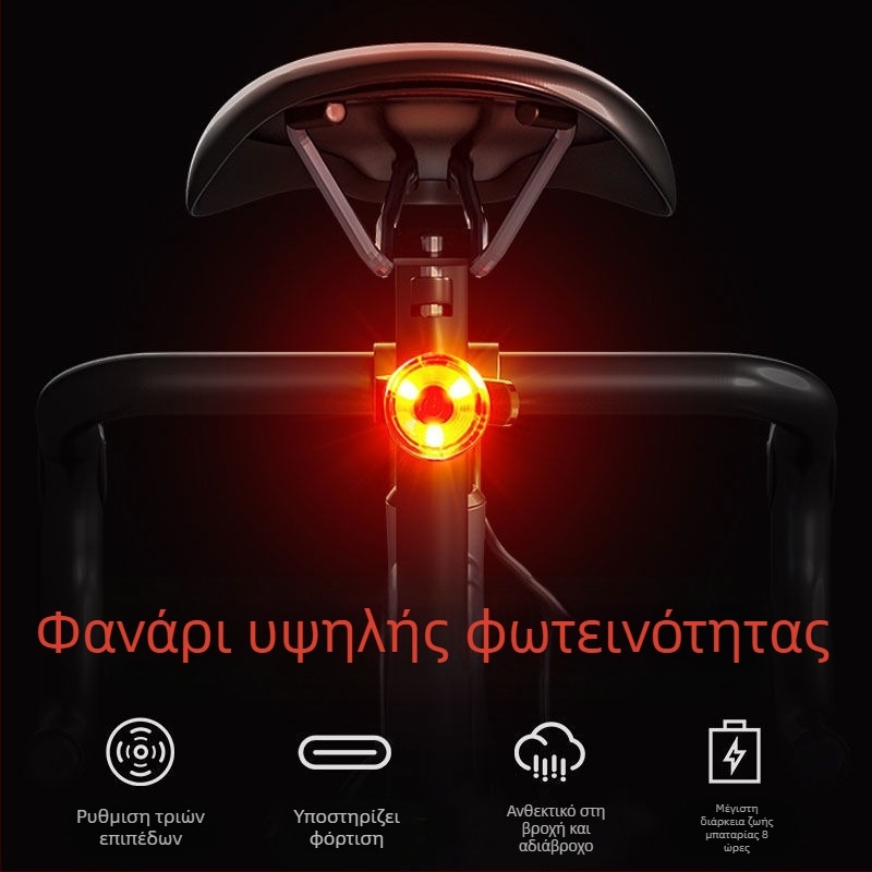 Φορτιζόμενος πίσω φωτισμός ποδηλάτου για MTB και ποδήλατα δρόμου, φως προειδοποίησης για νυχτερινή ποδηλασία, μοντέλο TTT1005548317
