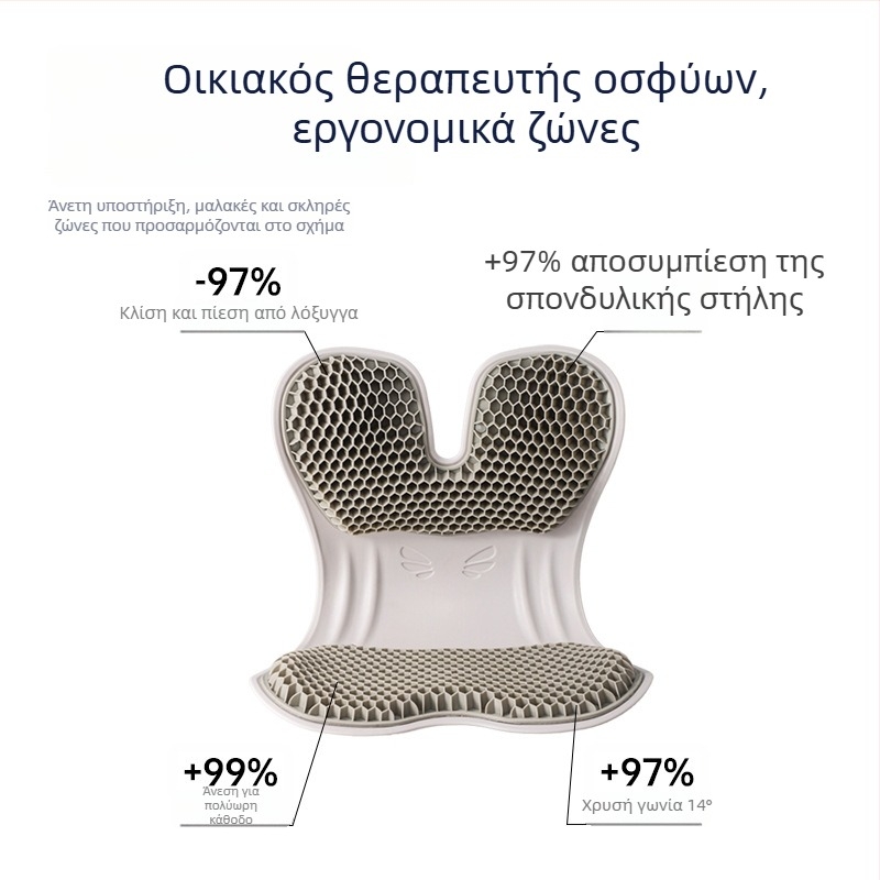 Εργονομικό μαξιλάρι καθίσματος με αφρό μνήμης και γέλη για οσφυϊκή στήριξη γραφείου