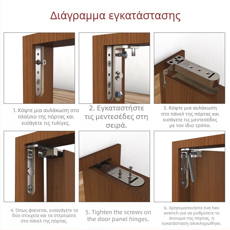 Τριδιάστατη ρυθμιζόμενη μενίζα πόρτας — Μάρκα AODLI; Υλικό: Κράμα Ψευδαργύρου; Φινίρισμα: Πλατιωμένο; Εφαρμογή: Πόρτες