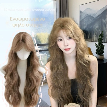 Περούκα μακριά με ωραία κύματα από υψηλής θερμοκρασίας μετάξι, κορεατικό στυλ, μεσαία χωρίστρα, μηχανισμός κατασκευής