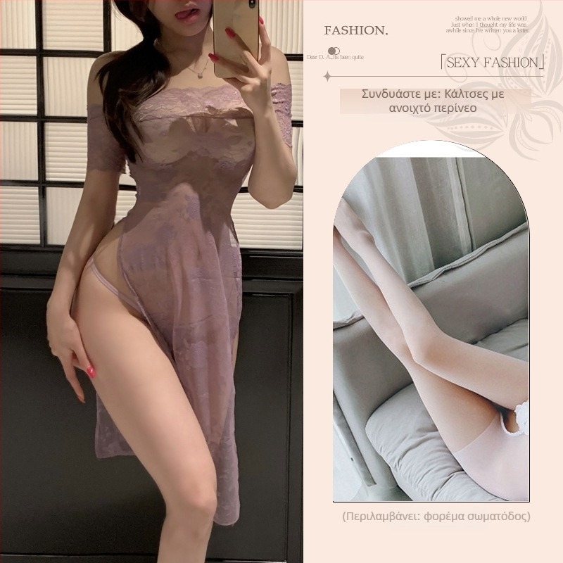 Εσώρουχο cosplay εμπνευσμένο από Qipao με δαντέλα, διάφανο και εφαρμοστό, πολυεστερικό ύφασμα (30-50% περιεκτικότητα σε δαντέλα) - 9105