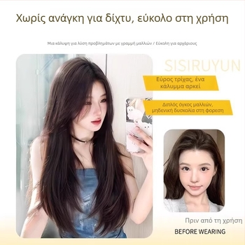 Longyang Περούκα για Γυναίκες, Ίσια Μακριά Μαλλιά, Υψηλής Θερμοκρασίας Μετάξι, Ημιχειροποίητη Κατασκευή, Δεν Μπορεί να Βαφτεί ή να Ισιωθεί