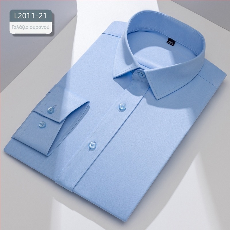 Ανδρικό μακρυμάνικο πουκάμισο σε γραμμή slim-fit, αντιρυτιδικό, διαπνέουσα πολυεστερική μίξη 92,6%
