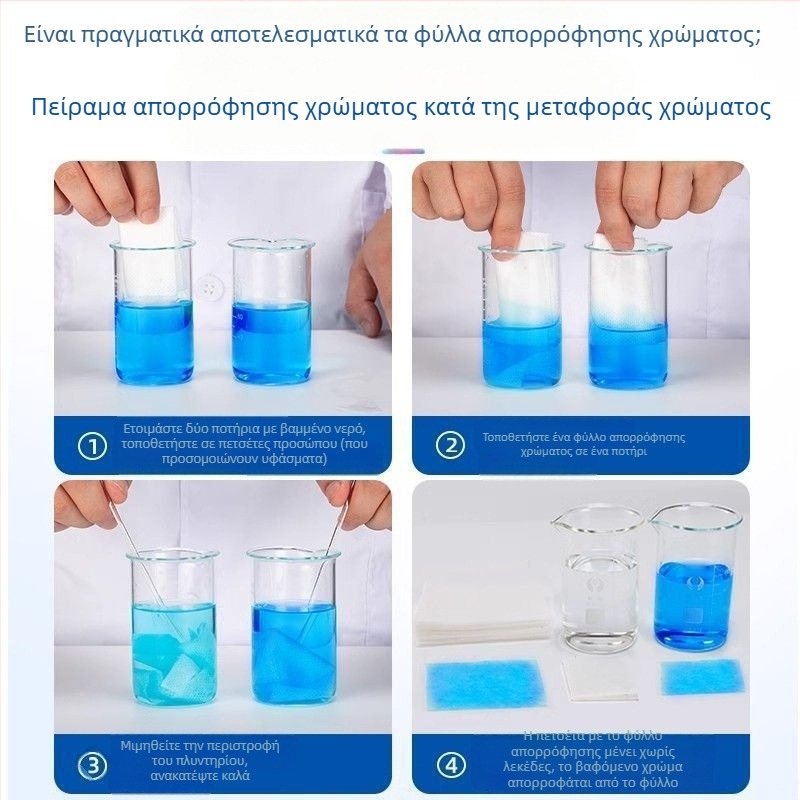 Φύλλα απορρόφησης χρωμάτων για πλύσιμο – προλαμβάνουν τη μεταφορά βαφών σε ανάμικτη πλύση ρούχων – 5 g ανά κουτί, χωρίς άρωμα, περιεκτικότητα ενεργού συστατικού >25%