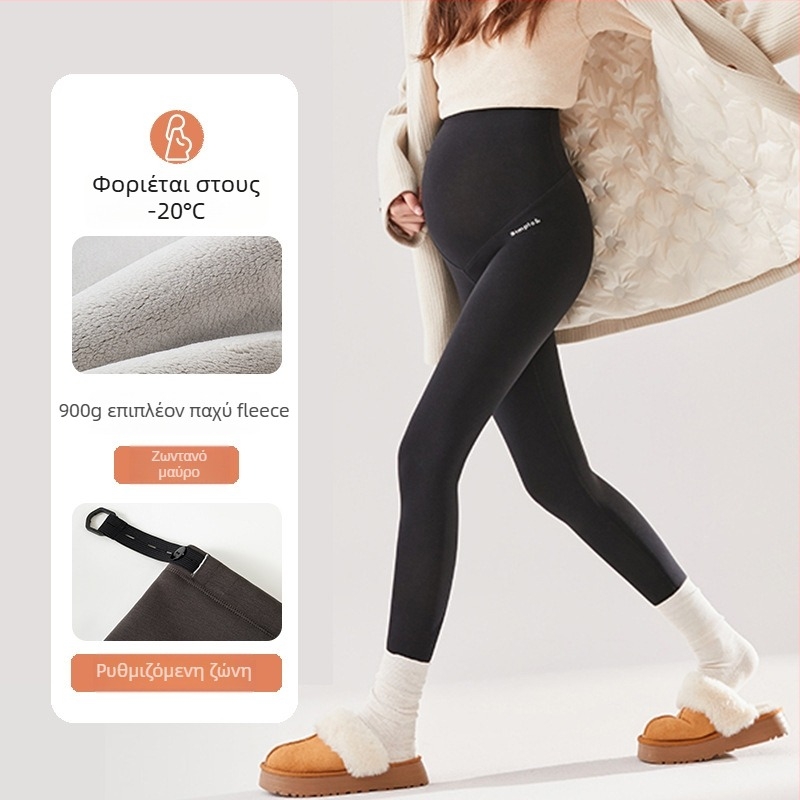 JOYNCLEON Εγκυμοσύνης θερμικά κολάν με επένδυση φλίς, μακριά, από ύφασμα μείγματος μαλλιού, υψηλή μέση, στενή γραμμή, φθινοπωρινό-χειμερινό