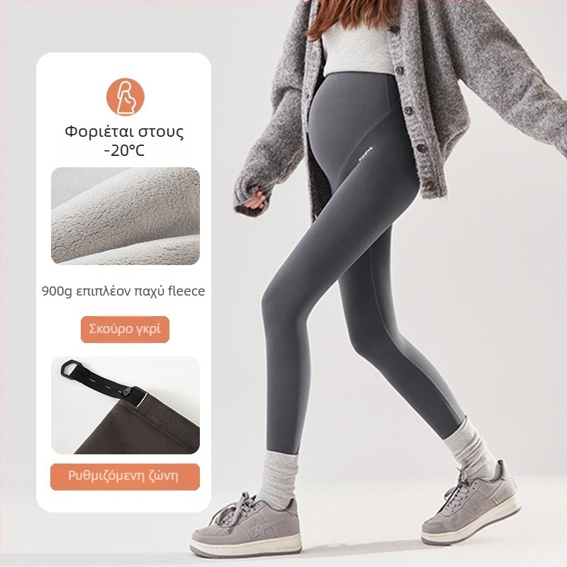 JOYNCLEON Εγκυμοσύνης θερμικά κολάν με επένδυση φλίς, μακριά, από ύφασμα μείγματος μαλλιού, υψηλή μέση, στενή γραμμή, φθινοπωρινό-χειμερινό