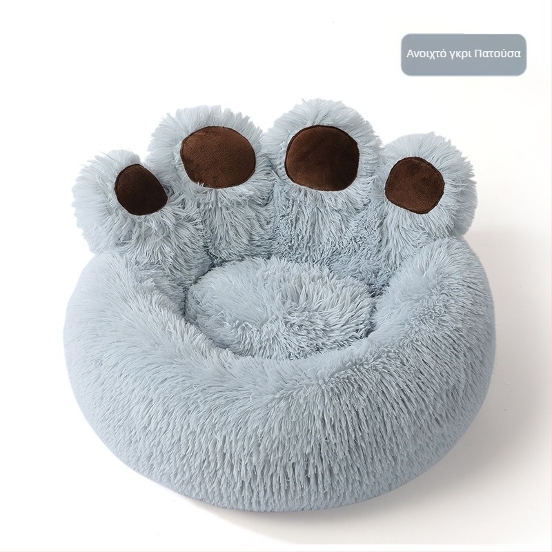 Κρεβάτι για κατοικίδια (σκύλοι και γάτες) — χειμερινή ζέστη, σχέδιο πατουσά αρκούδας, Magic Guest, ύφασμα