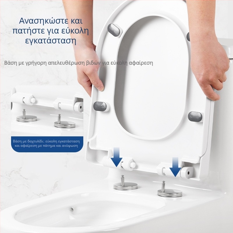 Καπάκι λεκάνης τουαλέτας, παχύτερο, ανθεκτικό στη ρήξη, με απαλό κλείσιμο, σε σχεδιασμό με σχήμα U ή V, υλικό PP, ρυθμιζόμενο διάκενο με 13–17 mm.