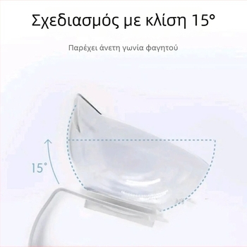 Μπολ γάτας με κεκλιμένο άνοιγμα και προστασία του λαιμού, διπλά διαφανή μπολ για τροφή, πλαστικό