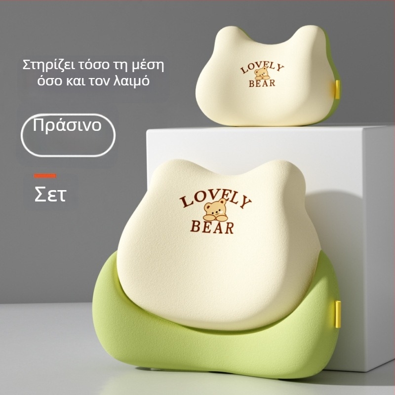 Μαξιλάρι οσφυϊκής στήριξης αυτοκινήτου – αφρός μνήμης, μοτίβο αρκούδας, συμβατό με όλα τα οχήματα, εκτύπωση λογότυπου, μινιμαλιστικό στυλ για όλες τις εποχές