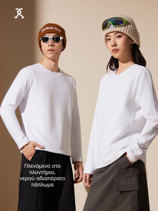 Tuozu T-shirt με μακριά μανίκια από μίγμα βαμβακιού, στρογγυλός λαιμός, ιαπωνο-κορεάτικο casual στυλ (7601)