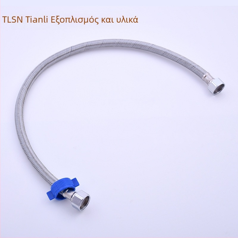 TL89022 Διπλής κεφαλής σωληνας παροχής νερού από ανοξείδωτο ατσάλι για θερμοσίφωνα, εγκατάσταση στριφτό συνδεσμο, υλικό: ανοξείδωτος χάλυνας + νάιλον, πίεση 0-1.0 MPa, θερμοκρασία λειτουργίας 0-85°C