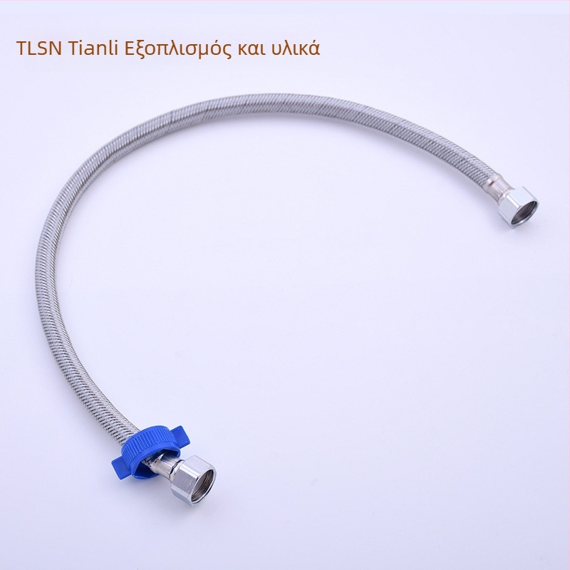 TL89022 Διπλής κεφαλής σωληνας παροχής νερού από ανοξείδωτο ατσάλι για θερμοσίφωνα, εγκατάσταση στριφτό συνδεσμο, υλικό: ανοξείδωτος χάλυνας + νάιλον, πίεση 0-1.0 MPa, θερμοκρασία λειτουργίας 0-85°C