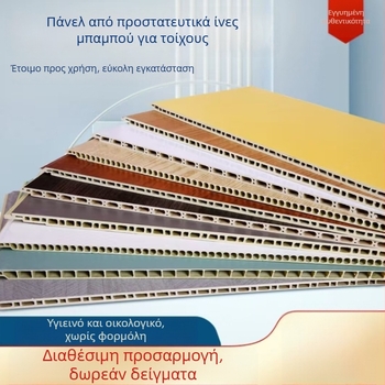 Πάνελ τοίχου επένδυσης — Υλικά: PVC πέτρινο-πλαστικό πάνελ, σανίδα ινών μπαμπού-ξύλου, ενσωματωμένο πάνελ, βερνιέ ξύλου; Μοντέλο: πάνελ τοίχου τύπου wainscoting; Ηχομόνωση: 0.35-0.8; Θερμική αγωγιμότητα: 0.11; Διαθέσιμη εγκατάσταση