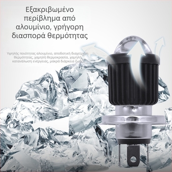 LED φανάρι κεφαλής για μοτοσικλέτα, ηλεκτρικό όχημα και τρίκυκλο – οικουμενικό 12V-85V, 12W, 3500lm, 4000K, αλουμινένιο περίβλημα