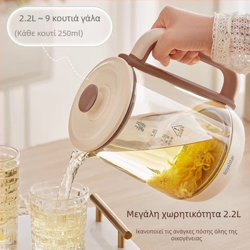 Royalstar Health Pot, 1,5–2 L χωρητικότητα; περίβλημα από γυαλί με εσωτερικό γυάλινο δοχείο; 220 V, 500–1000 W; αφής ελέγχος με ψηφιακό θερμοστάτη και ευφυή έλεγχο θερμοκρασίας; αυτόματη απενεργοποίηση.