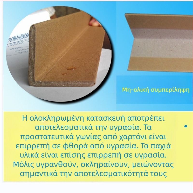 Γωνιακό προστατευτικό από χαρτί σε σχήμα L — Kraft χαρτί, κατασκευή με μηχανή χαρτιού, εκτυπωμένο λογότυπο, σκληρό