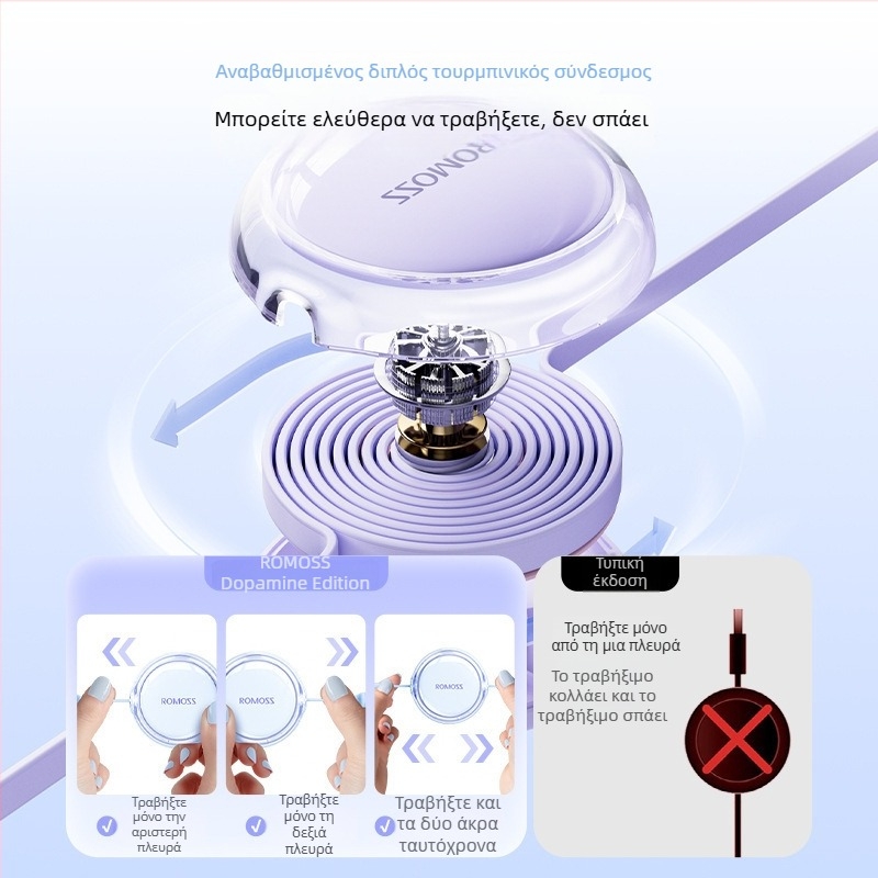 Romoss 3-σε-1 καλώδιο γρήγορης φόρτισης δεδομένων με Lightning, Micro USB και Type-C — μία κεφαλή, μέγιστη ισχύς εξόδου 100, υλικό PC+ABS