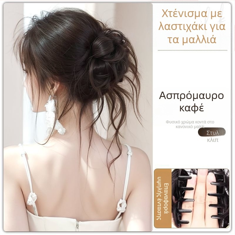 Περούκα με ουρά και μεταξένιο κότσο, κλιπ με δράκοντα μουστάκια, χειροποίητο, τρίχες από θερμοανθεκτικό σύρμα, χωρίς βαφή ή περμανάντ