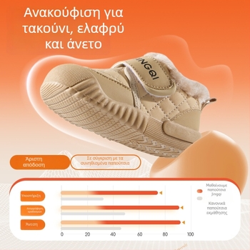 Νήπια Χειμερινά Μποτάκια - Unisex, Κλείσιμο Velcro, Παχύτερη Εσωτερική Επένδυση, Άνω Μέρος από Microfiber Δέρμα, Σόλα PVC