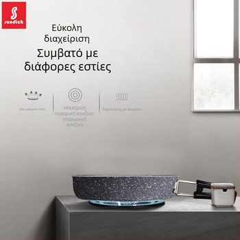 Αναδιπλούμενο τηγάνι Maifan πέτρα, αντικολλητικό, σκληρο ανοδιωμένο αλουμίνιο, στρογγυλό κάτω, συμβατό με γκάζι και επαγωγή