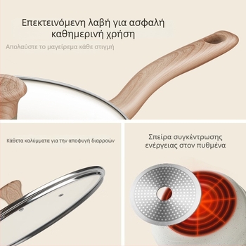 Supor Αντικολλητικό βαθύ τηγάνι με γυάλινο καπάκι – Αλουμινίου κράμα, Πολυστρωτό κάτω, Κατάλληλο για γενική εστία